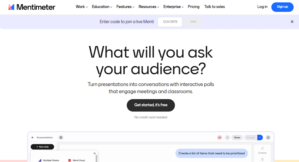 Mentimeter Free Online Quiz Platforms