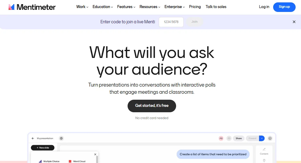 Mentimeter Free Online Quiz Platforms